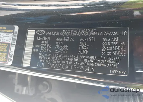 2023 Hyundai Tucson Se z USA, uszkodzony, nr VIN 5NMJACAE0PH255416